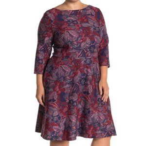 NWT Leota Fit & Flare Floral Women's Plus Dress 2X